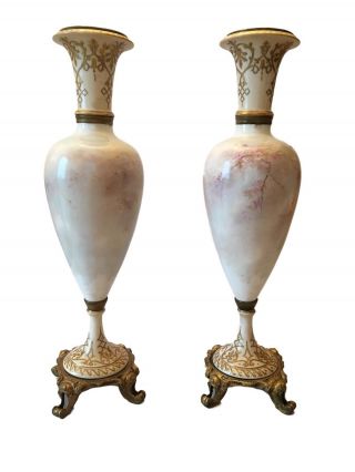 Monumental Antique Sevres Hand Painted Porcelain Gilt Bronze Vase 4