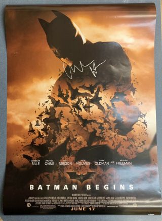 Christian Bale Signed Batman Begins 27x40 Movie Poster Dark Knight,