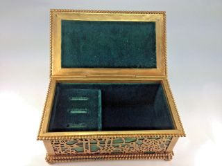 American Tiffany Studios York Gilt Bronze Beaded & Glass Jewelry Box 2