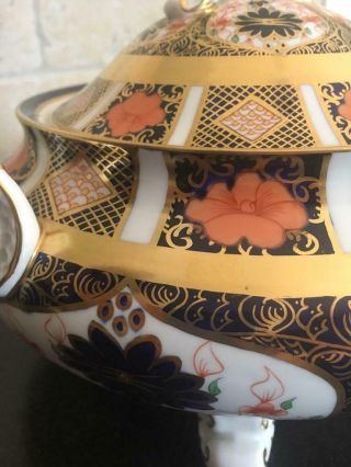 Old Imari 1128 Holiday Tureen Royal Crown Derby Rare FOOTED Covered Serving Bowl 3