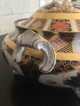 Old Imari 1128 Holiday Tureen Royal Crown Derby Rare FOOTED Covered Serving Bowl 4
