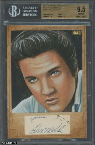 2015 The Bar Elvis Presley Signed Cut Full Name Autograph 14k Gold 1/1 Bgs 9.  5