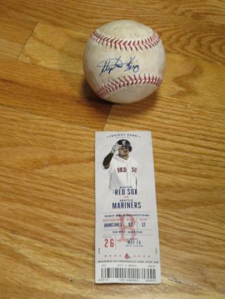 Horror Author Stephen King Signed Game Boston Red Sox Baseball W/ Ticket