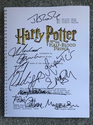 Harry Potter Half Blood Prince Signed Script Watson/radcliffe/jk Rowling