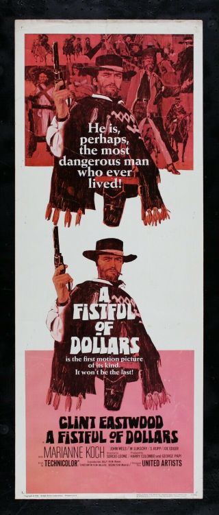 A Fistful Of Dollars ✯ Cinemasterpieces No Resv 1966 Movie Poster Clint Eastwood