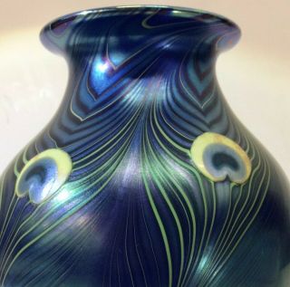 Vintage,  Early Orient and Flume Vase,  Blue Aurene Peacock Feathers,  1980 5