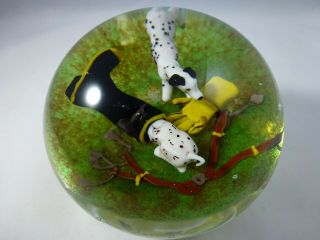 Jim Donofrio Dalmation Puppies Glass Paperweight