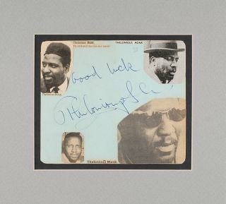 Thelonious Monk (jazz) : Autograph Signature