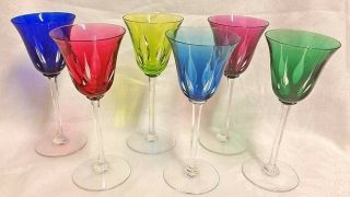 Saint Louis Cerdagne Multicolored Crystal Wine Hocks Set Of 6