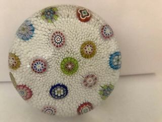 1982 Saint Louis France Scattered Millefiori Paperweight On White Carpet Ground