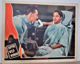 Set of 8 1943 CAPTIVE WILD WOMAN Lobby Cards ACQUANETTA,  5 Signed MILBURN STONE 2