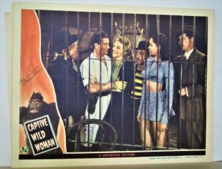Set of 8 1943 CAPTIVE WILD WOMAN Lobby Cards ACQUANETTA,  5 Signed MILBURN STONE 6