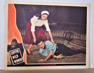 Set of 8 1943 CAPTIVE WILD WOMAN Lobby Cards ACQUANETTA,  5 Signed MILBURN STONE 7