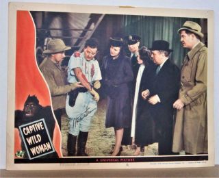 Set of 8 1943 CAPTIVE WILD WOMAN Lobby Cards ACQUANETTA,  5 Signed MILBURN STONE 8