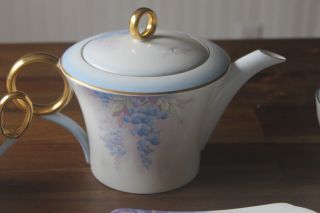 Shelley Tea Set 24 pc Wisteria Cup Saucer Pot teacup teapot trio Art Deco blue 10