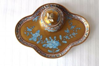 Antique Dresden Carl Thieme porcelain inkwell tray c 1900 3