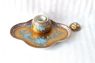 Antique Dresden Carl Thieme porcelain inkwell tray c 1900 4