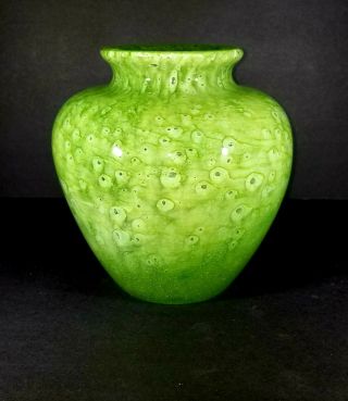 8 1/2 inches Carder Steuben 2683 Green Cluthra Rose Jar Vase at 2