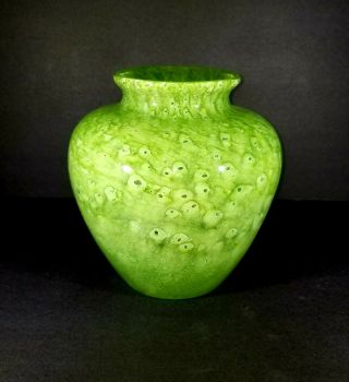 8 1/2 inches Carder Steuben 2683 Green Cluthra Rose Jar Vase at 3