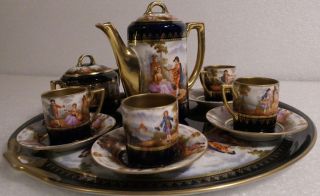 Royal Vienna Porcelain Royal Blue Tea Set With Tray 1800 