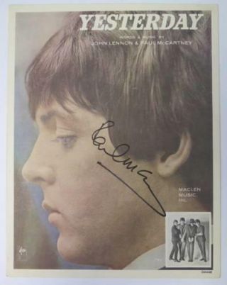 Paul Mccartney The Beatles Signed Autograph " Yesterday " Sheet Music Caiazzo Loa