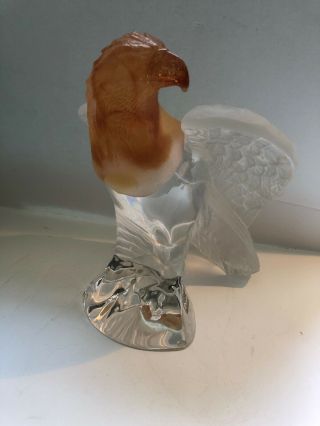 Rare Daum Nancy France Rare Amber Eagle Figurine Sculpture Box Wa10