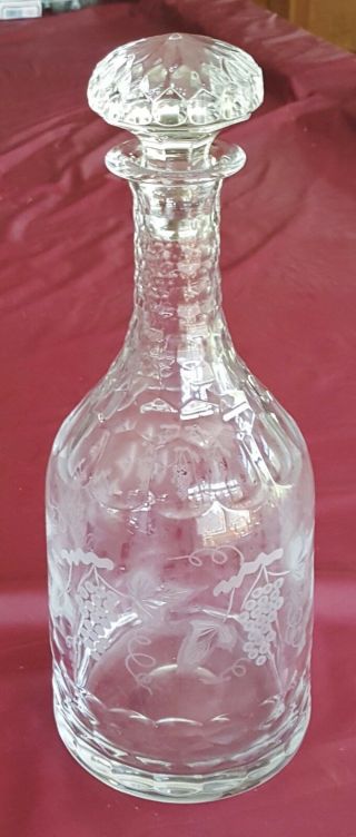 Rare William Yeoward Crystal Decanter Cordelia Grape Vine Wine w/Stopper 2