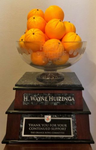 Fed Ex Orange Bowl Trophy Presented To Wayne Huizenga Unique Item