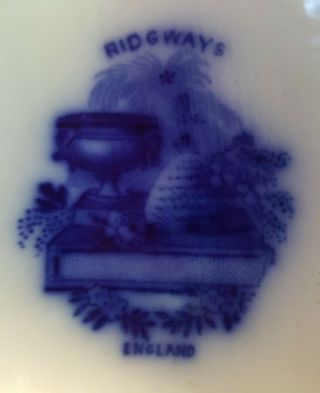 Antique Ridgway Staffordshire Flow Blue Turkey Platter & 12 Dinner Plates 4