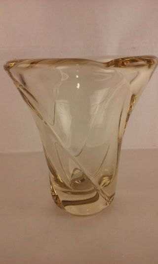 DAUM NANCY FRANCE ART GLASS VASE CLEAR GOLD COLOR ART DECO MID CENTURY MODERN 3