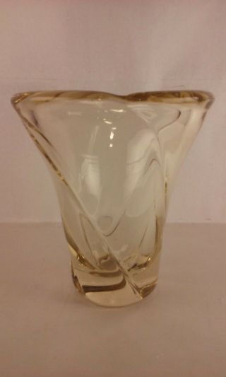 DAUM NANCY FRANCE ART GLASS VASE CLEAR GOLD COLOR ART DECO MID CENTURY MODERN 4