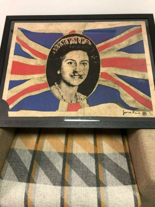 Jamie Reid Signed Sex Pistols God Save The Queen Safety Pin Framed Print