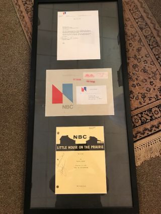 Michael Landon Signed Little House On The Praire Script Letter & Envelope Framed