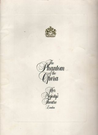 " Phantom Of The Opera " 1986 London Souvenir Program Crawford & Brightman