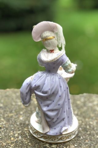 Meissen Antique Figurine Table Cards Porcelain Lace Purple Dress RARE 4