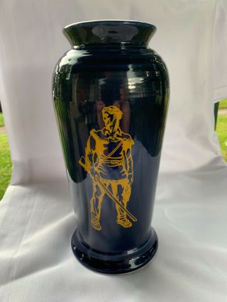 Rare Fiesta “monarch” Blue With Gold Wvu Mountaineer West Virginia Vase