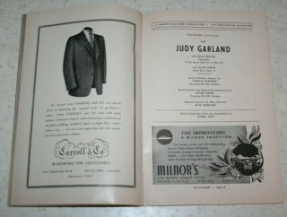 1952 Playbill for Judy Garland Show Civic Light Opera LA Philharmonic Auditorium 7