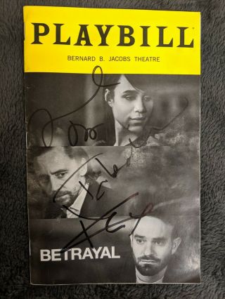 Betrayal Broadway Playbill Signed By Tom Hiddleston,  Zawe Ashton & Charlie Cox