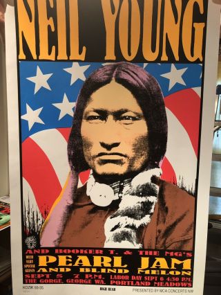Frank Kozik - 1993 - Pearl Jam Neil Young Concert Poster S/N 1st Printing 4