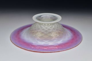 LCT Tiffany Favrile Pastel Pink & Opalescent Art Glass Console Bowl 3