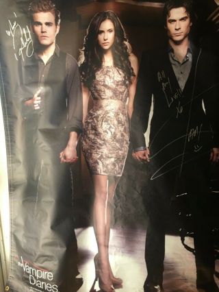 The Vampire Diaries Convention Banner W/auth Signed By Ian & Paul 47”x59”