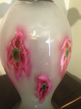 Stunning Charles Lotton Art Glass Frosted Floral Lamp 3