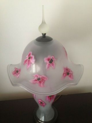 Stunning Charles Lotton Art Glass Frosted Floral Lamp 5