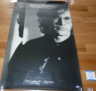 Beckett - Bas Warren Zevon Autographed 1987 Sentimental Hygine Poster B89208