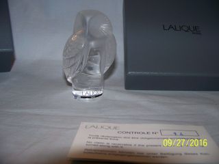 Lalique Chouette Owl Frosted & Clear Crystal 3 3/8 " Tall 2 " W 1181500