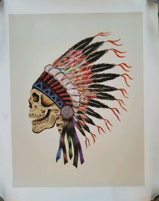Rare Wes Lang 1990 " Grateful Dead Spring " Warrior Skull 16 X 20 Print