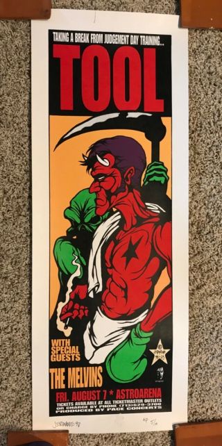 Tool 1998 Jermaine Rogers Signed & Numbered Concert Poster Rare 1st Ed Pearl Jam