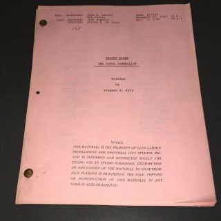 Knight Rider (1983) Orig.  Tv Script " Topaz Connection " All Pink Rev.  Pgs,
