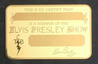 Elvis Presley Personal Owned Gold Show Member Id Card 1974