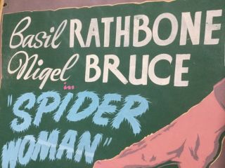 1943 Vintage SPIDER WOMAN advertising lobby Movie poster 40 x 60 10